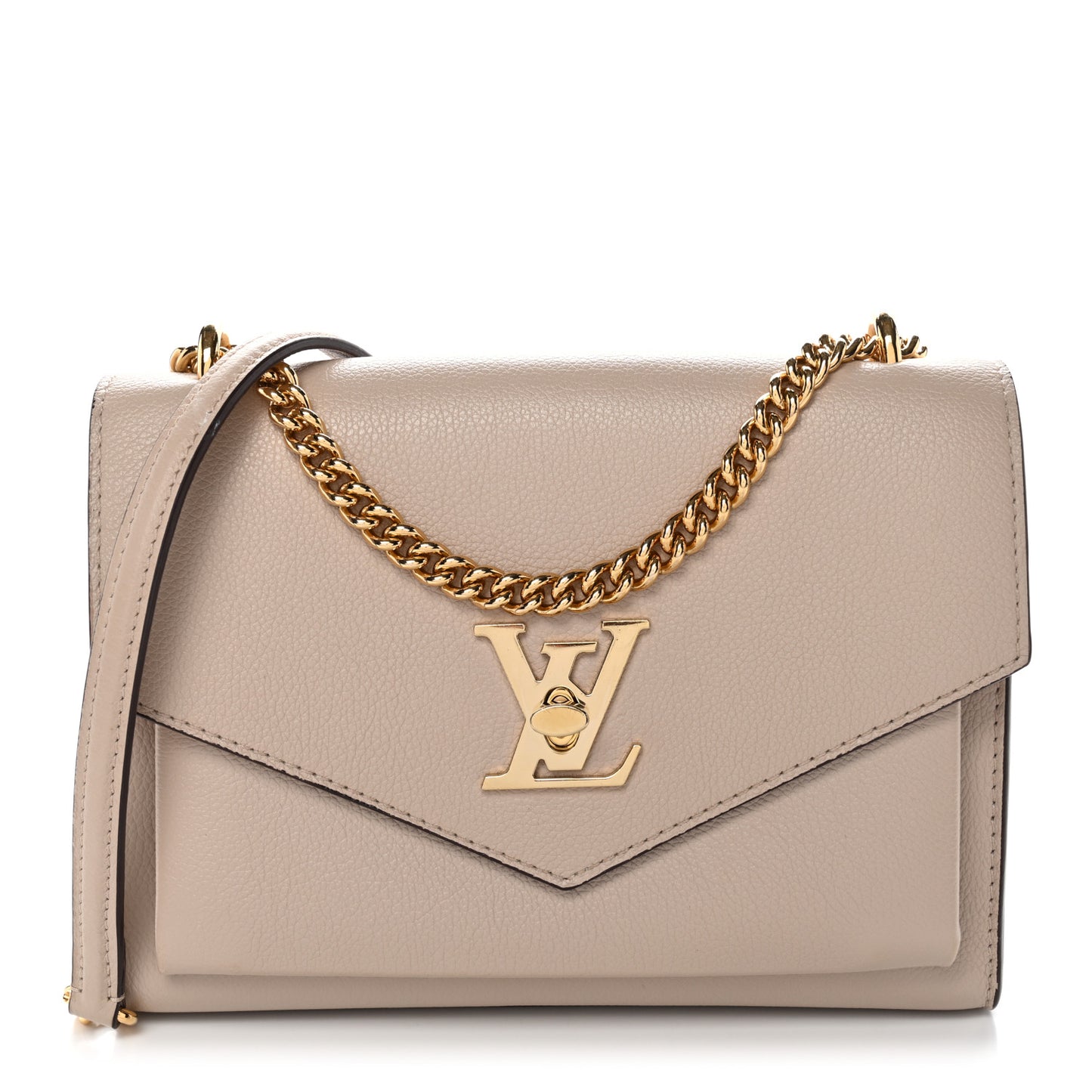 Soft Calfskin Mylockme Chain Bag BB Greige