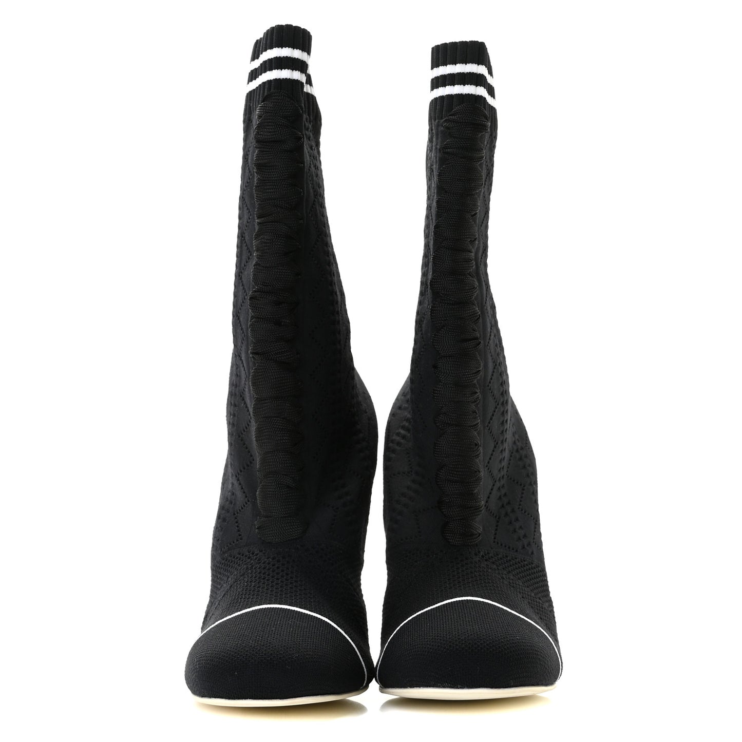 Stretch Fabric Openwork Rockoko 105mm Sock Boots 39 Black White