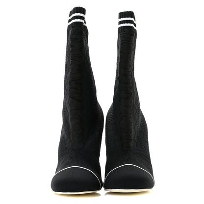 Fendi Stretch Fabric Openwork Rockoko 105mm Sock Boots 39 Black White 3 of 9