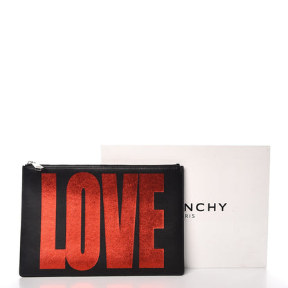 Givenchy Calfskin Love Print Medium Flat Pouch Black 9 of 9