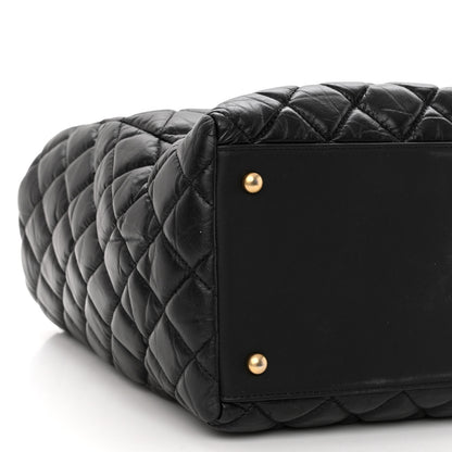Chanel Aged Calfskin Quilted Large Coco Handle Shopping Tote Black 10 of 12