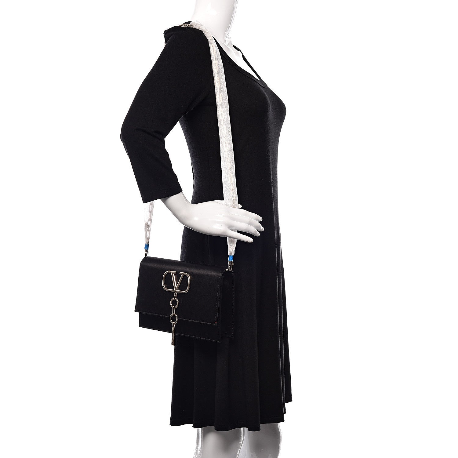 Valentino Garavani Silk Satin Small VCase Shoulder Bag Black 2 of 10