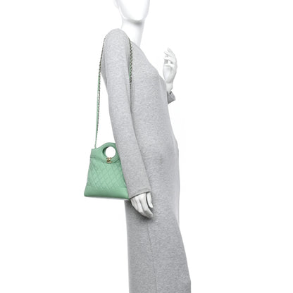 Chanel Shiny Lambskin Quilted Mini 31 Shopping Bag Light Green Light Green 2 of 10