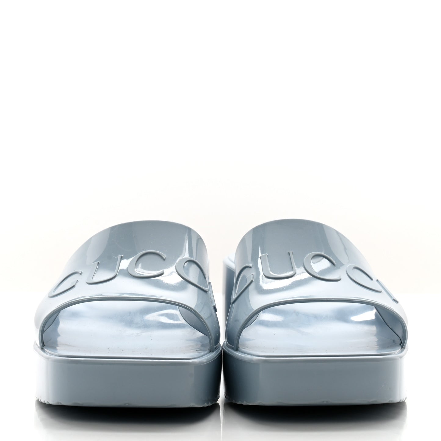 Rubber Gucci Logo Womens Platform 20/60mm Slide Sandals Porcelain Light Blue