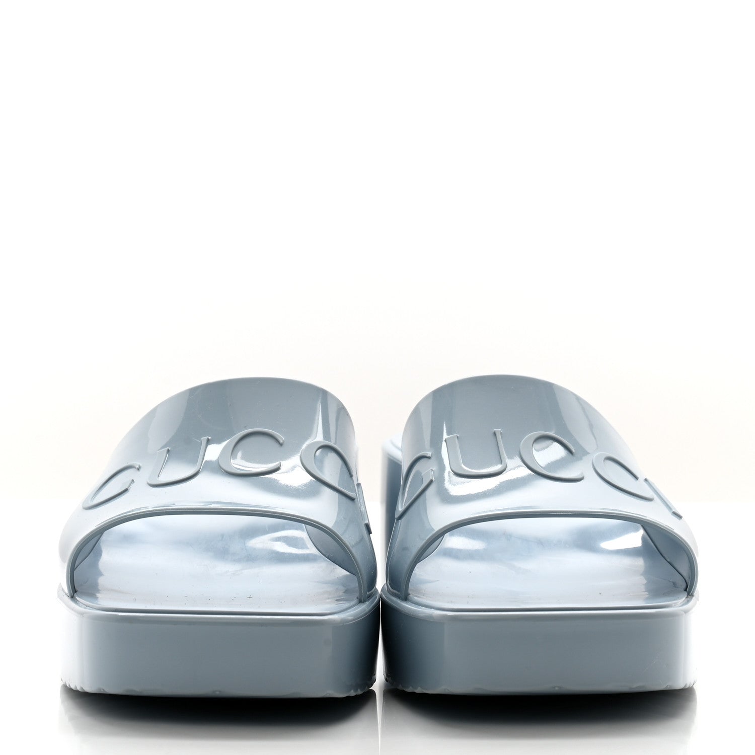 Gucci Rubber Gucci Logo Womens Platform 20/60mm Slide Sandals Porcelain Light Blue 2 of 12