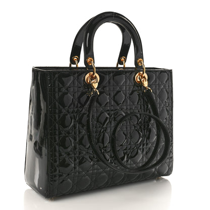 Christian Dior Patent Cannage Large Lady Dior Black 3 of 8