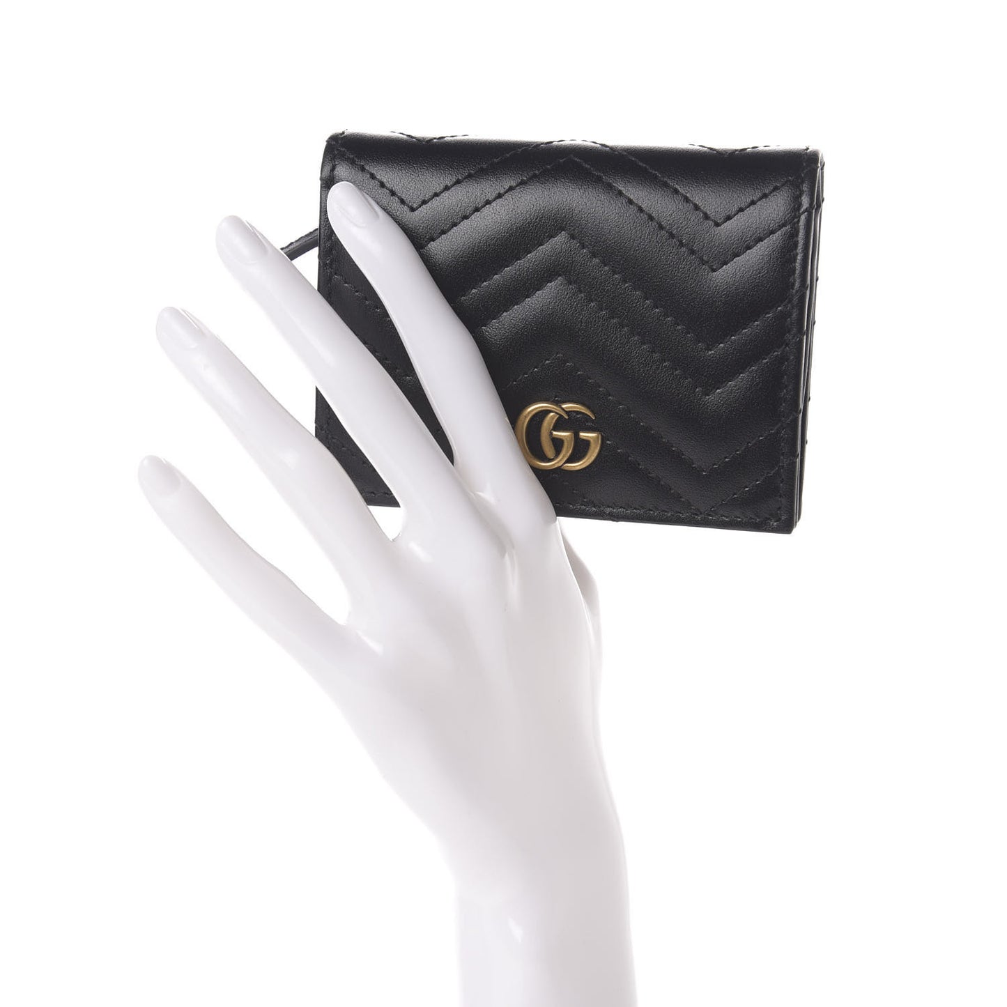 Calfskin Matelasse GG Marmont Card Case Wallet Black