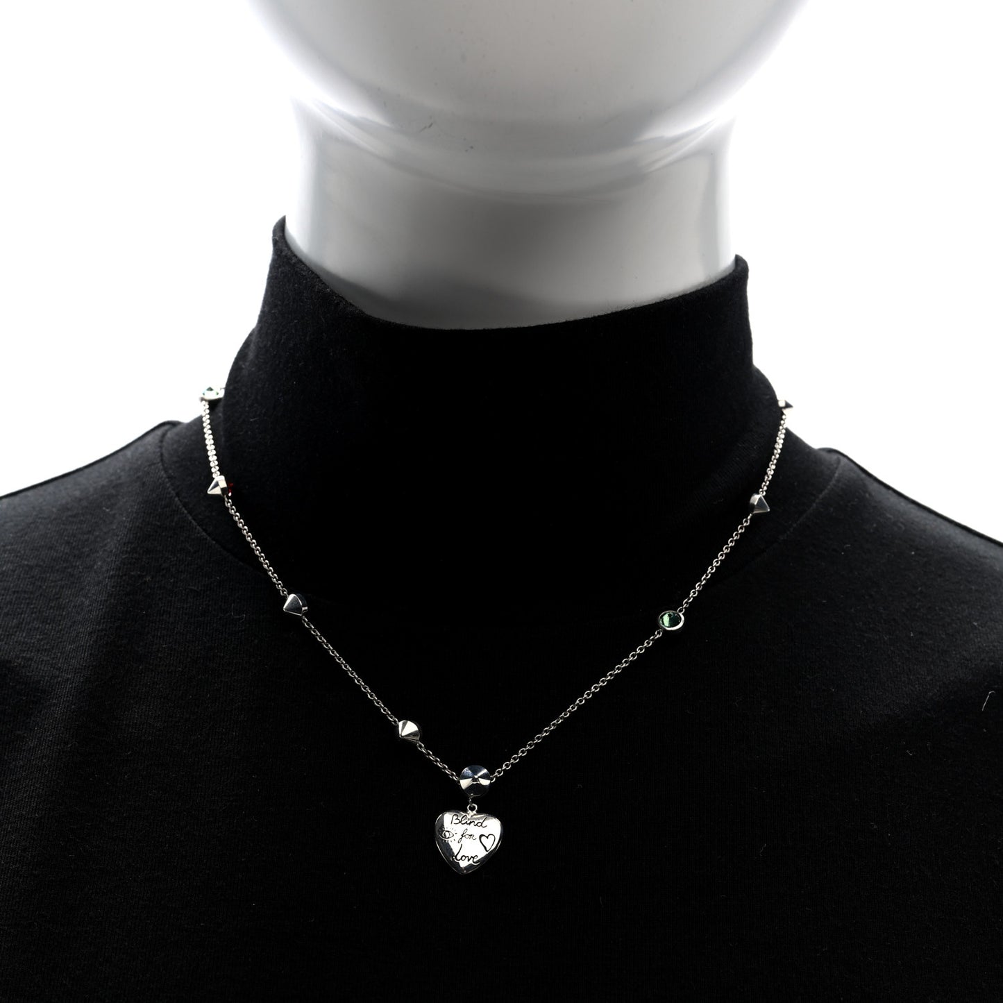 Sterling Silver Cubic Zirconia Blind For Love Pendant Necklace Pink Blue