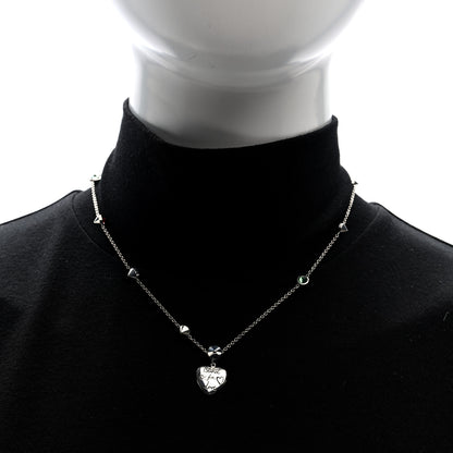 Gucci Sterling Silver Cubic Zirconia Blind For Love Pendant Necklace Pink Blue 2 of 5