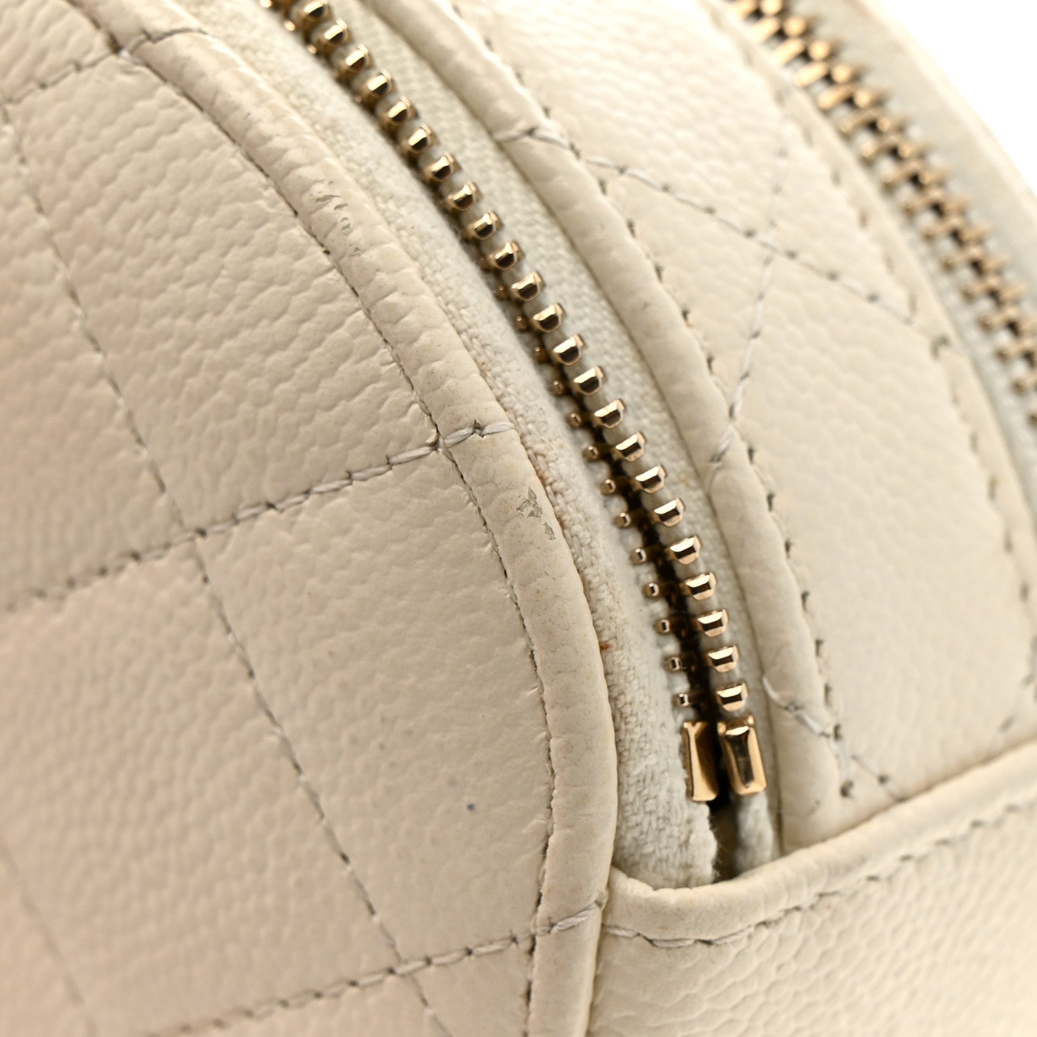 Chanel Caviar Quilted Round Handle With Care Vanity With Chain White 13 of 15