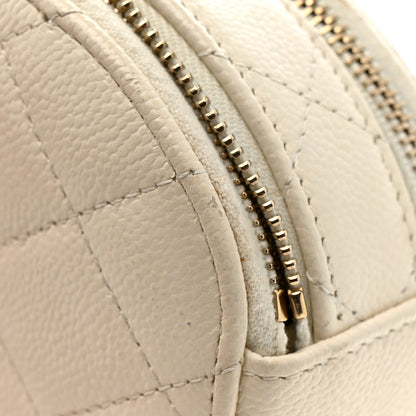 Chanel Caviar Quilted Round Handle With Care Vanity With Chain White 13 of 15