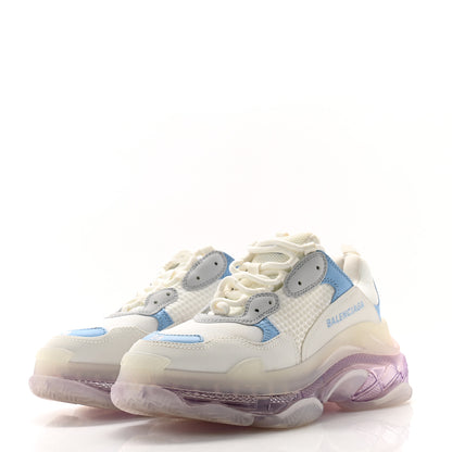 Balenciaga Fabric Mesh Clear Sole Womens Triple S Sneakers 38 Light Blue Grey Lilac White 3 of 10
