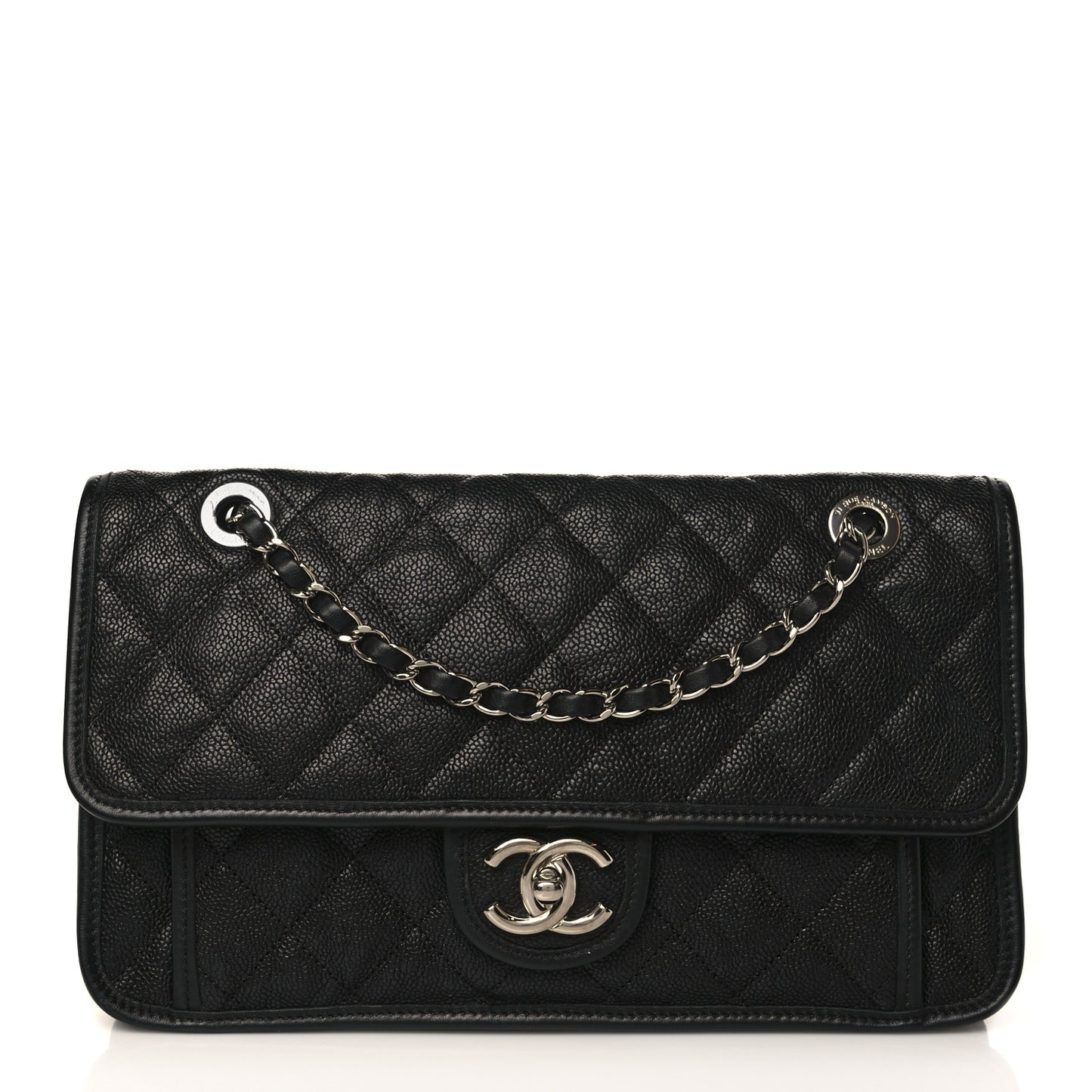 Caviar Quilted Medium French Riviera Flap Black