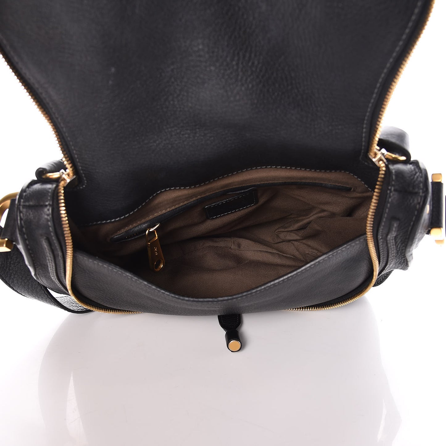 Calfskin Medium Marcie Round Zip Crossbody Bag Black