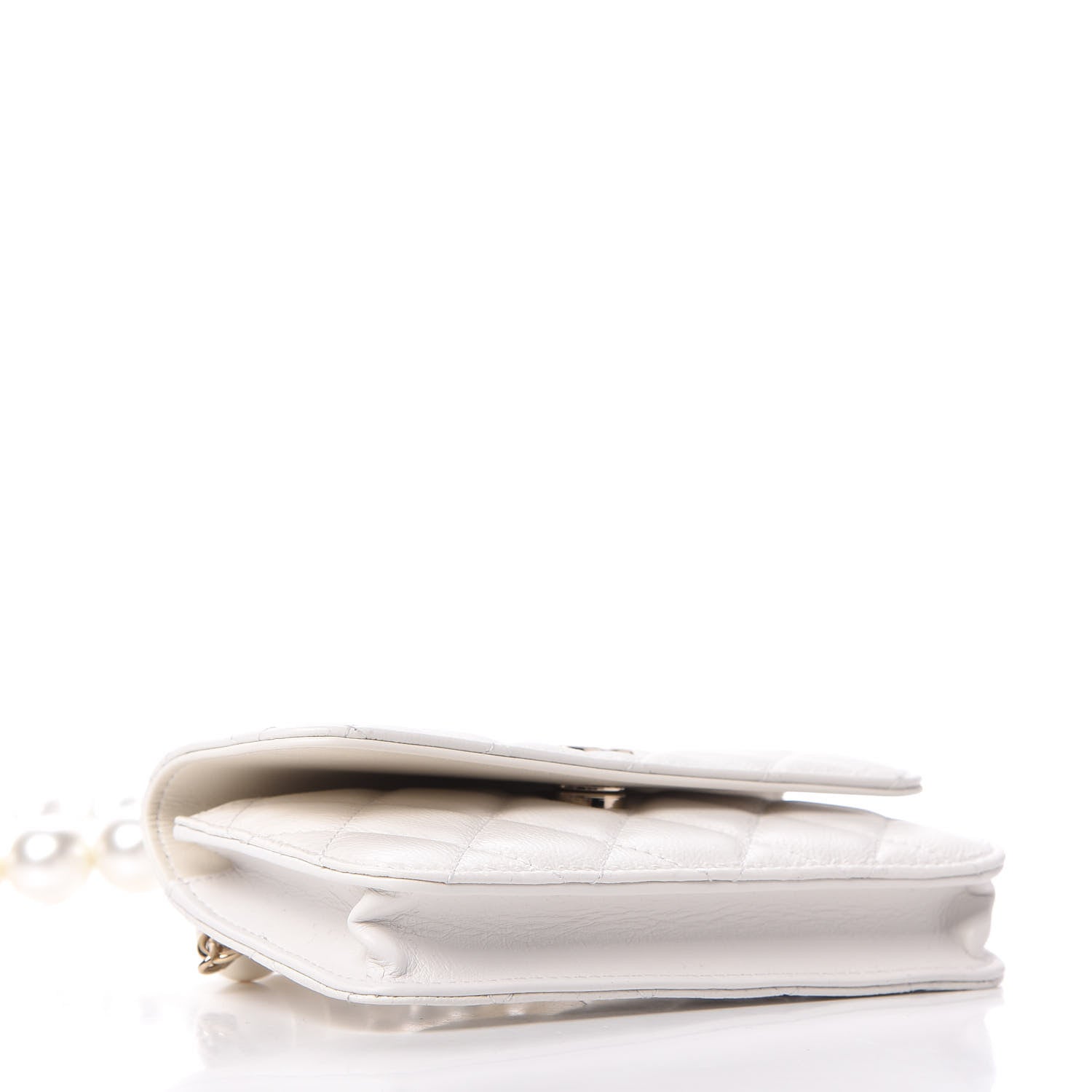 Chanel Calfskin Quilted Maxi Pearls Clutch With Chain White 4 of 10