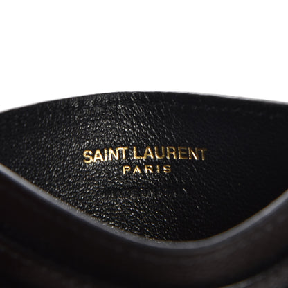Saint Laurent Grain De Poudre Matelasse Chevron Monogram Credit Card Case Black 5 of 8