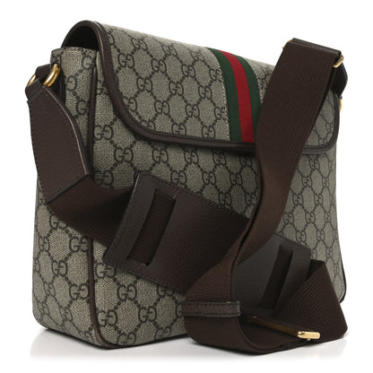 Gucci Tender GG Supreme Monogram Textured Dollar Calfskin Ophidia Messenger Bag Beige Ebony Dark Brown 3 of 11