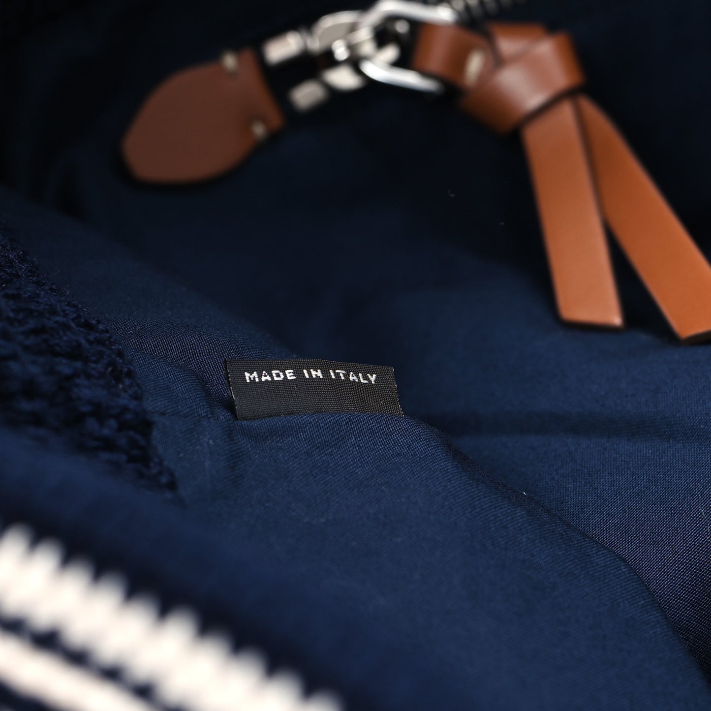 Fabric Crochet Striped Tote Bag Blue Red White