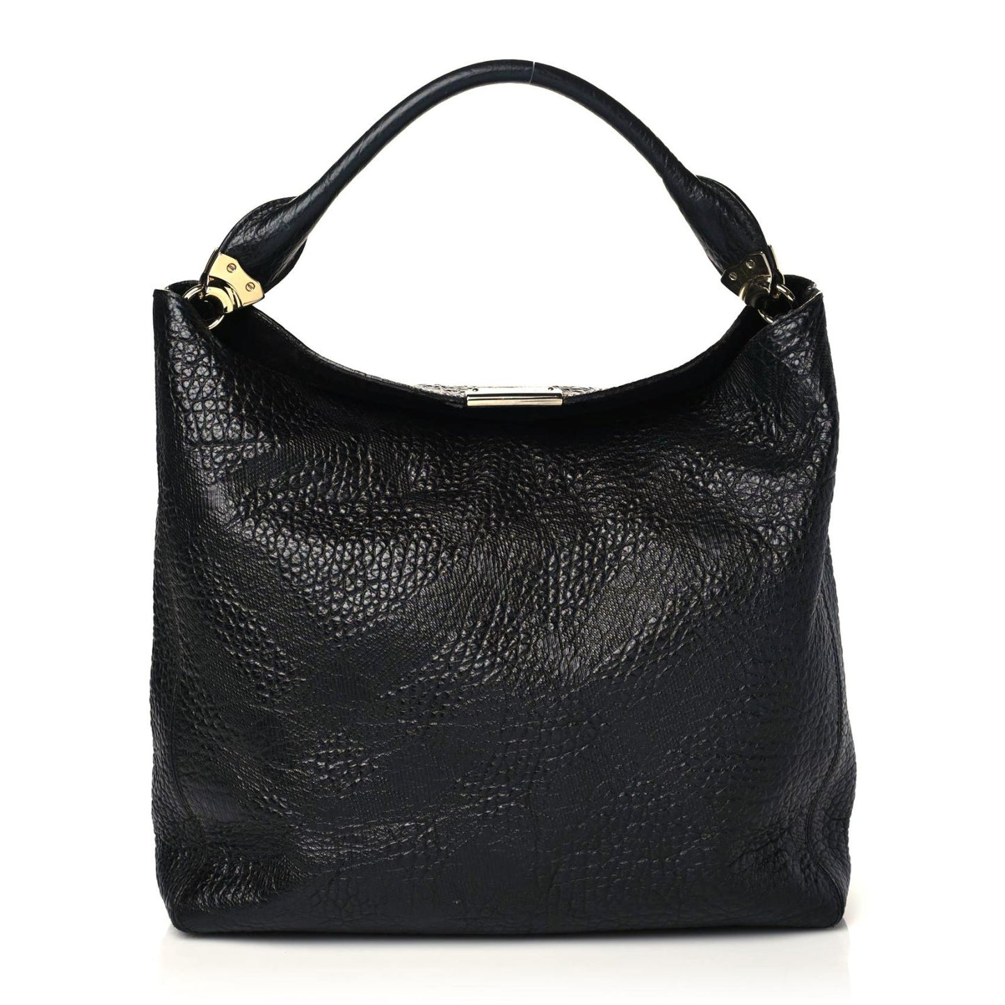 Heritage Grain Check Embossed Medium Lindburn Hobo Black