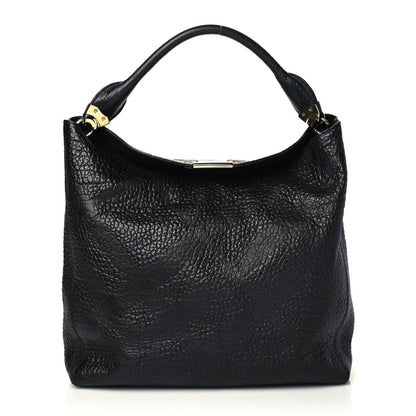 Burberry Heritage Grain Check Embossed Medium Lindburn Hobo Black 1 of 9