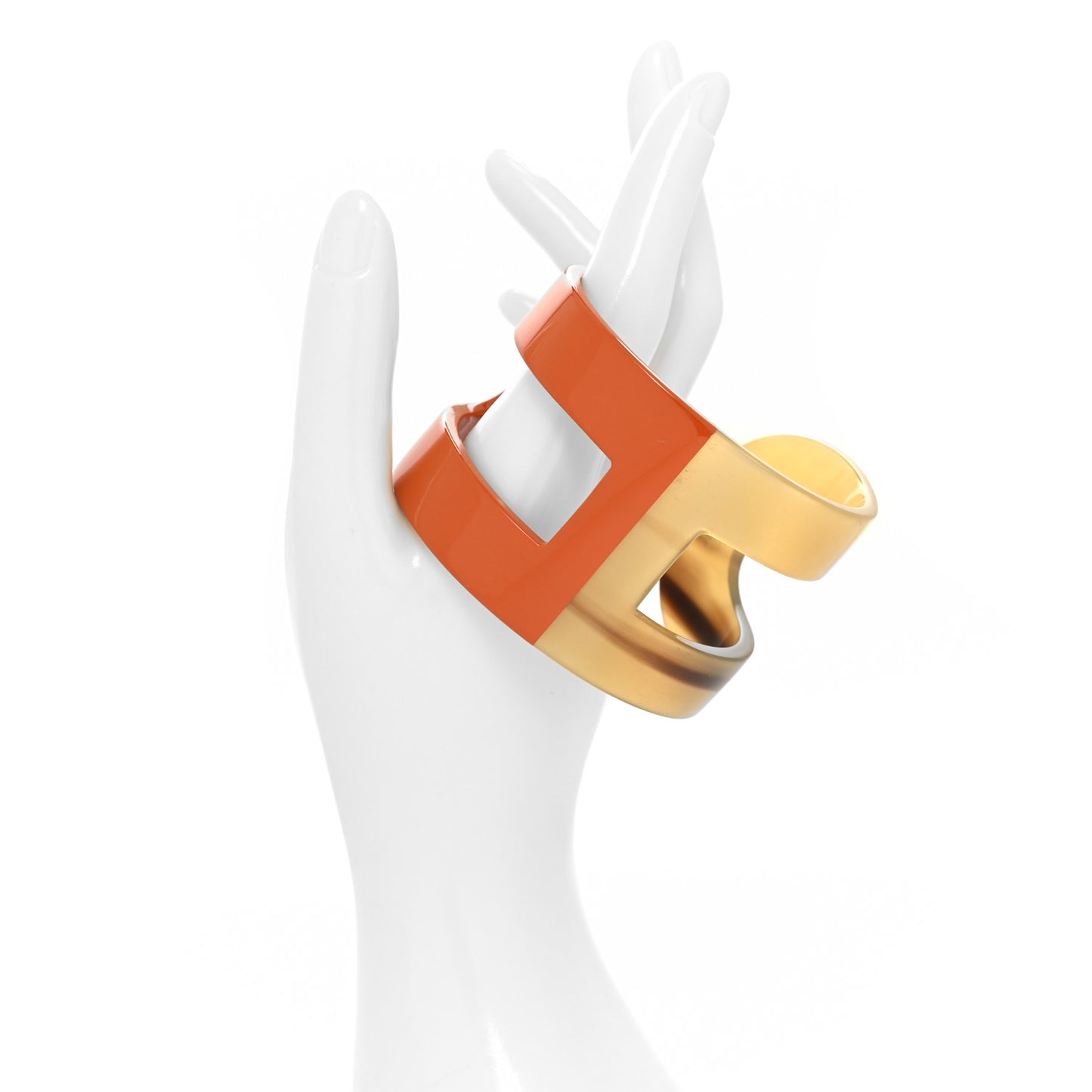 Buffalo Horn Lacquer Ano H Cuff Orange
