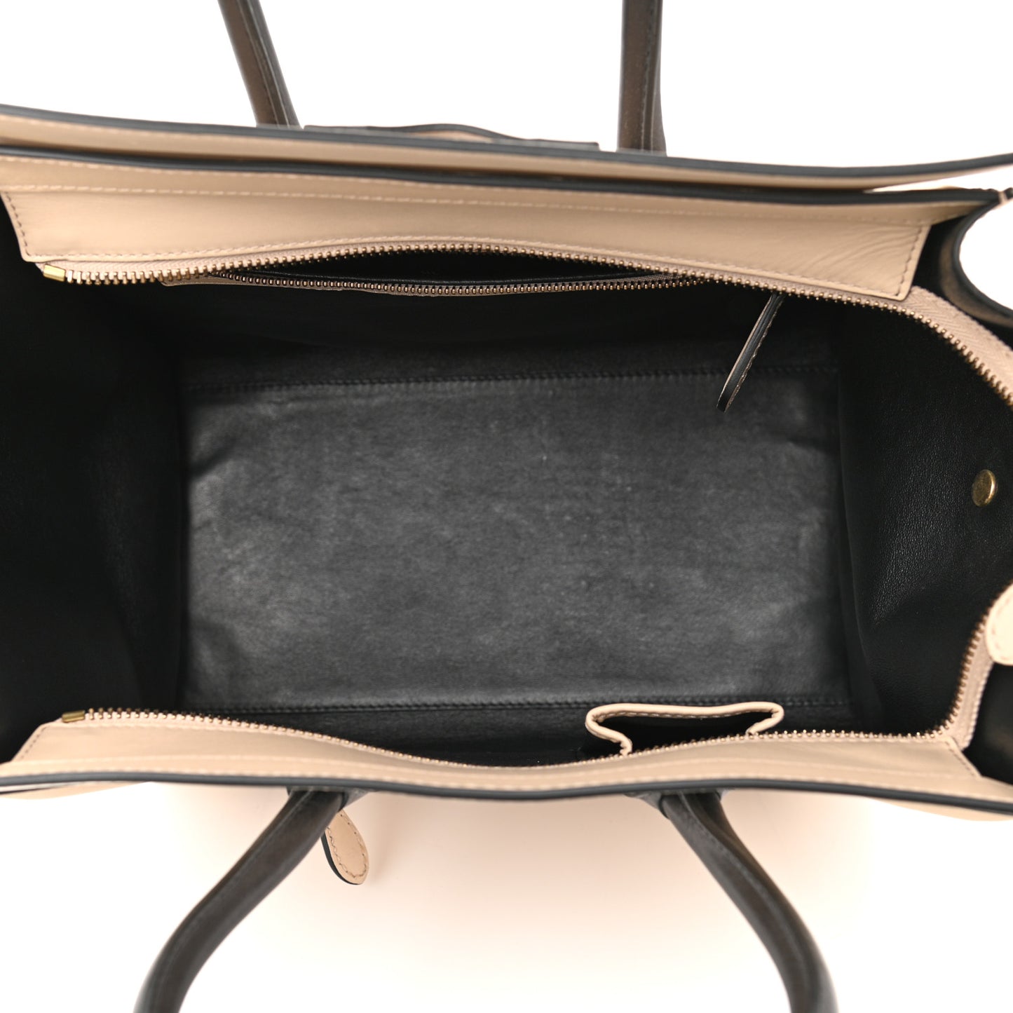 Satin Calfskin Mini Bi-Color Luggage Powder Black