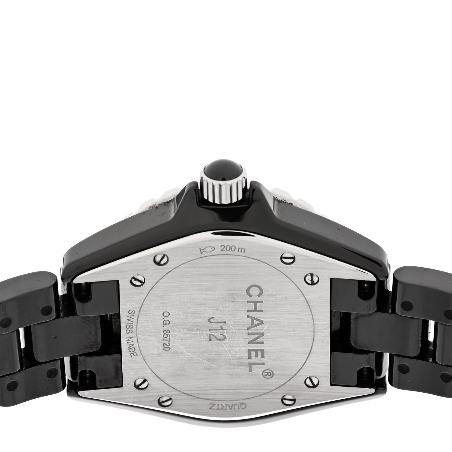 Chanel Stainless Steel Ceramic Diamond 33mm J12 Quartz Watch Black 4 of 5