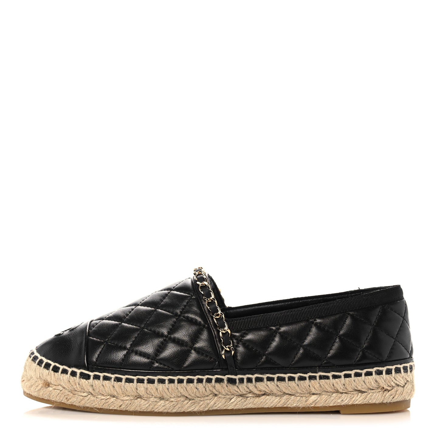 Lambskin Quilted CC Chain Espadrilles 39 Black
