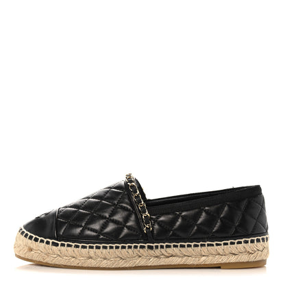 Chanel Lambskin Quilted CC Chain Espadrilles 39 Black 1 of 7