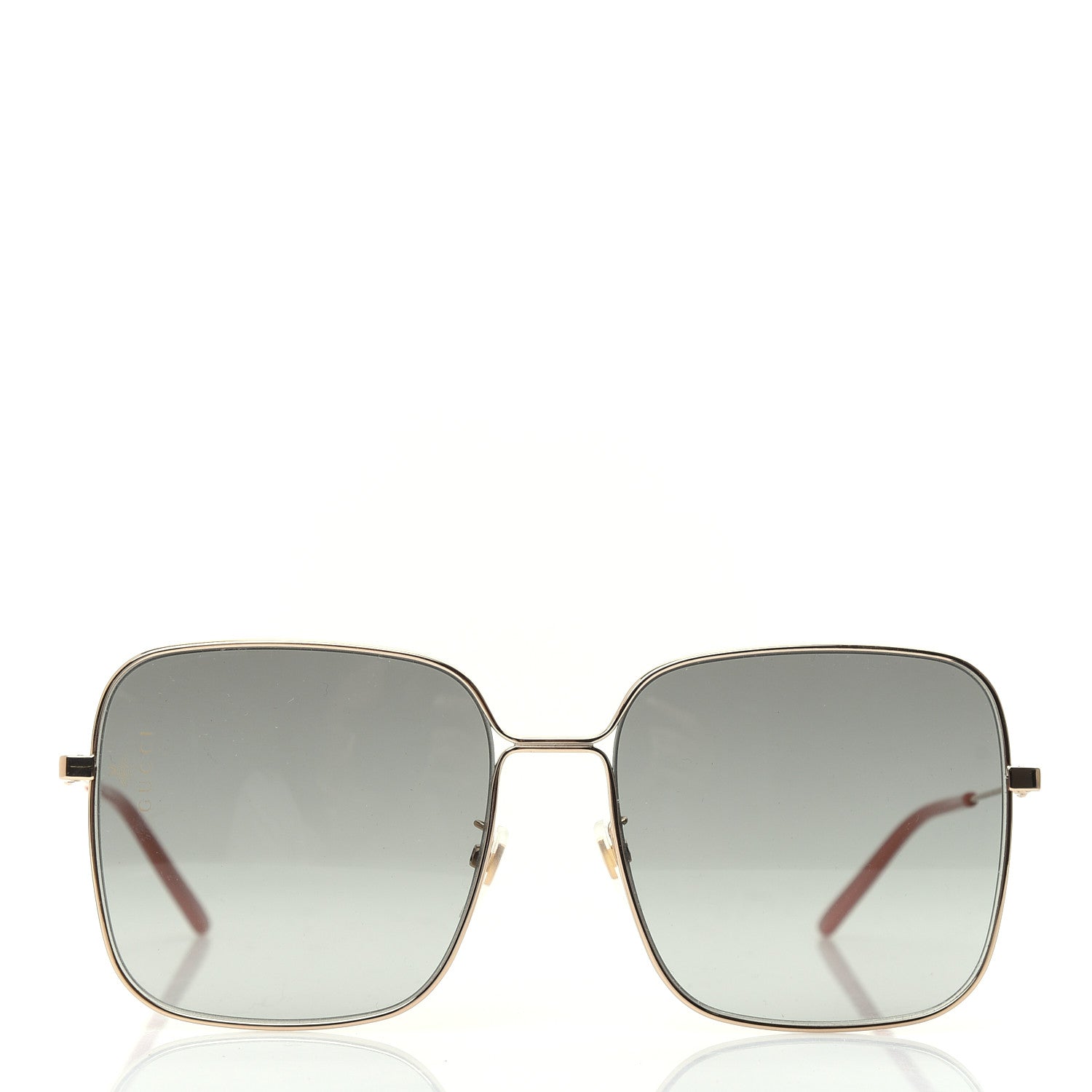 Gucci Metal Square Frame Sunglasses GG0443S Gold Grey 2 of 7