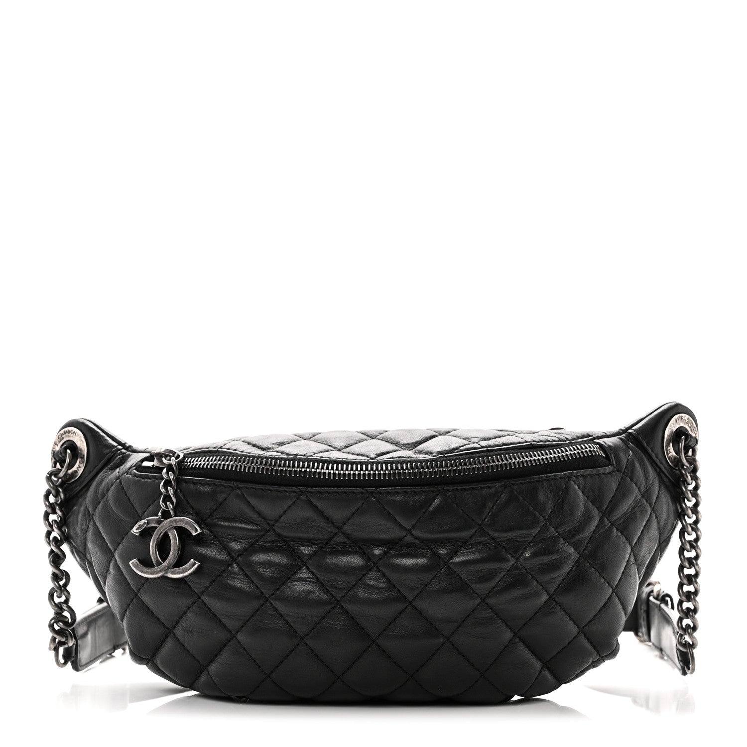 Chanel Lambskin Quilted Banane Waist Bag Fanny Pack Black 1 of 10