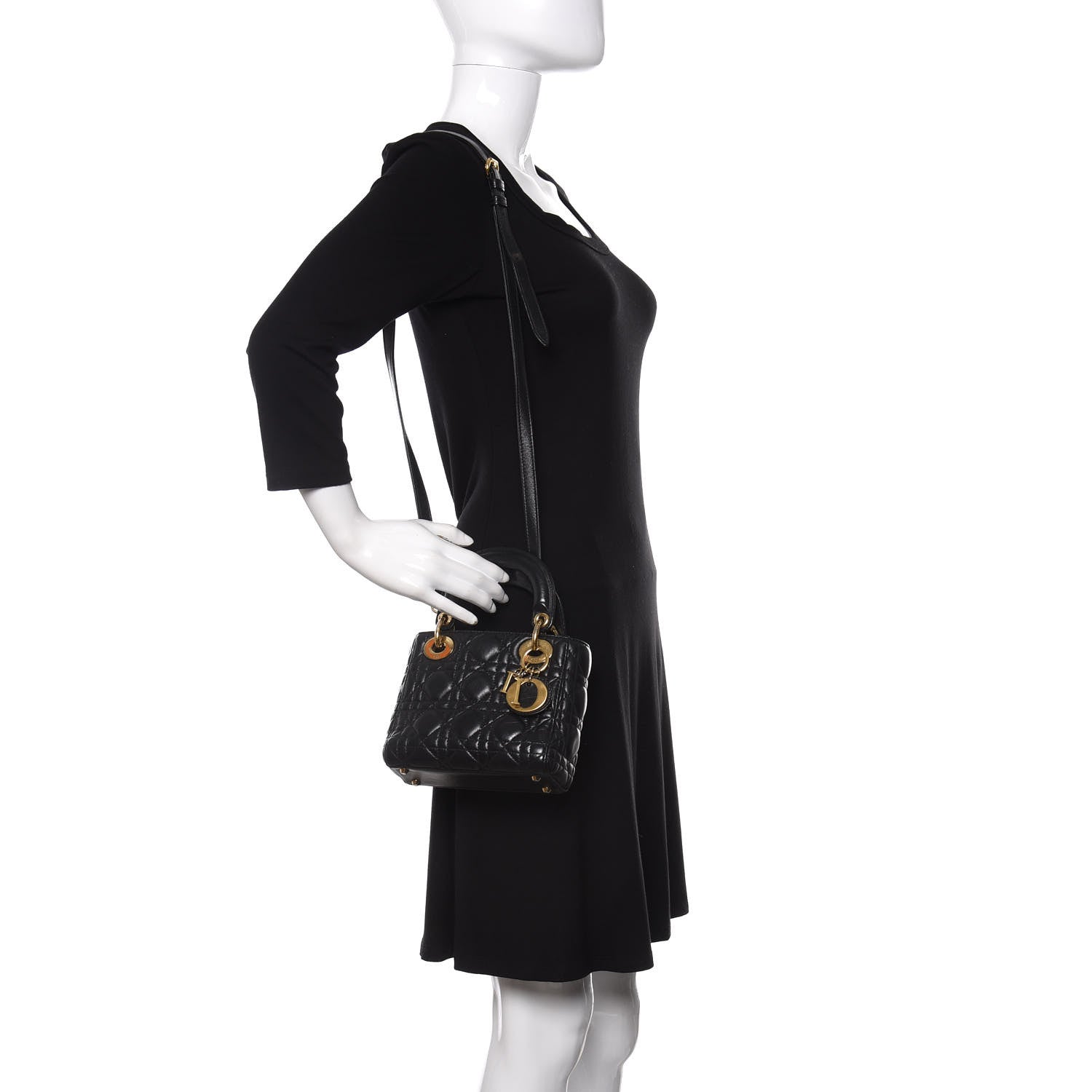 Christian Dior Lambskin Cannage Mini Lady Dior Black 2 of 24