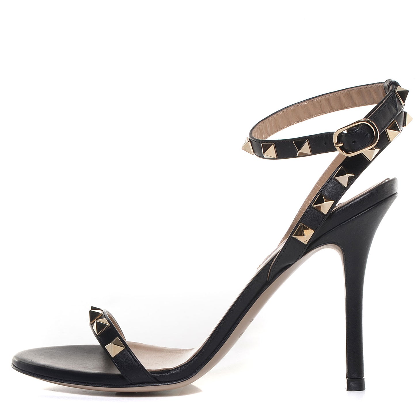 Nappa Rockstud Ankle Strap 100mm Sandals 36 Black