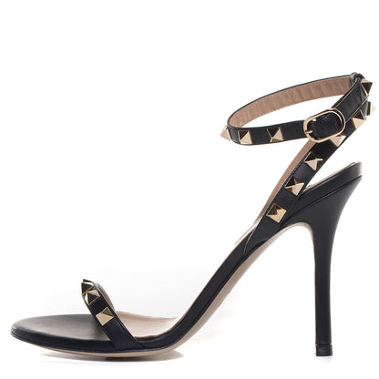 Valentino Garavani Nappa Rockstud Ankle Strap 100mm Sandals 36 Black 1 of 7