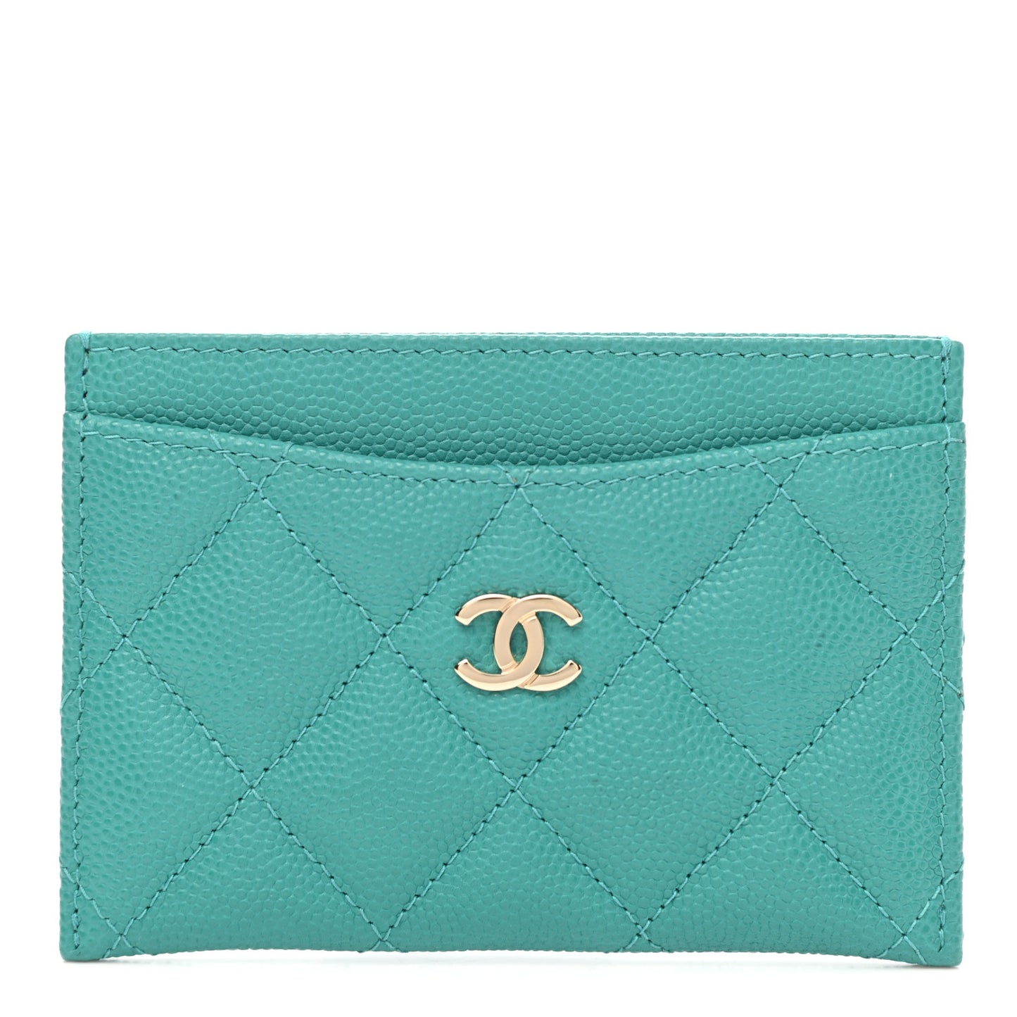 Caviar Quilted Card Holder Turquoise