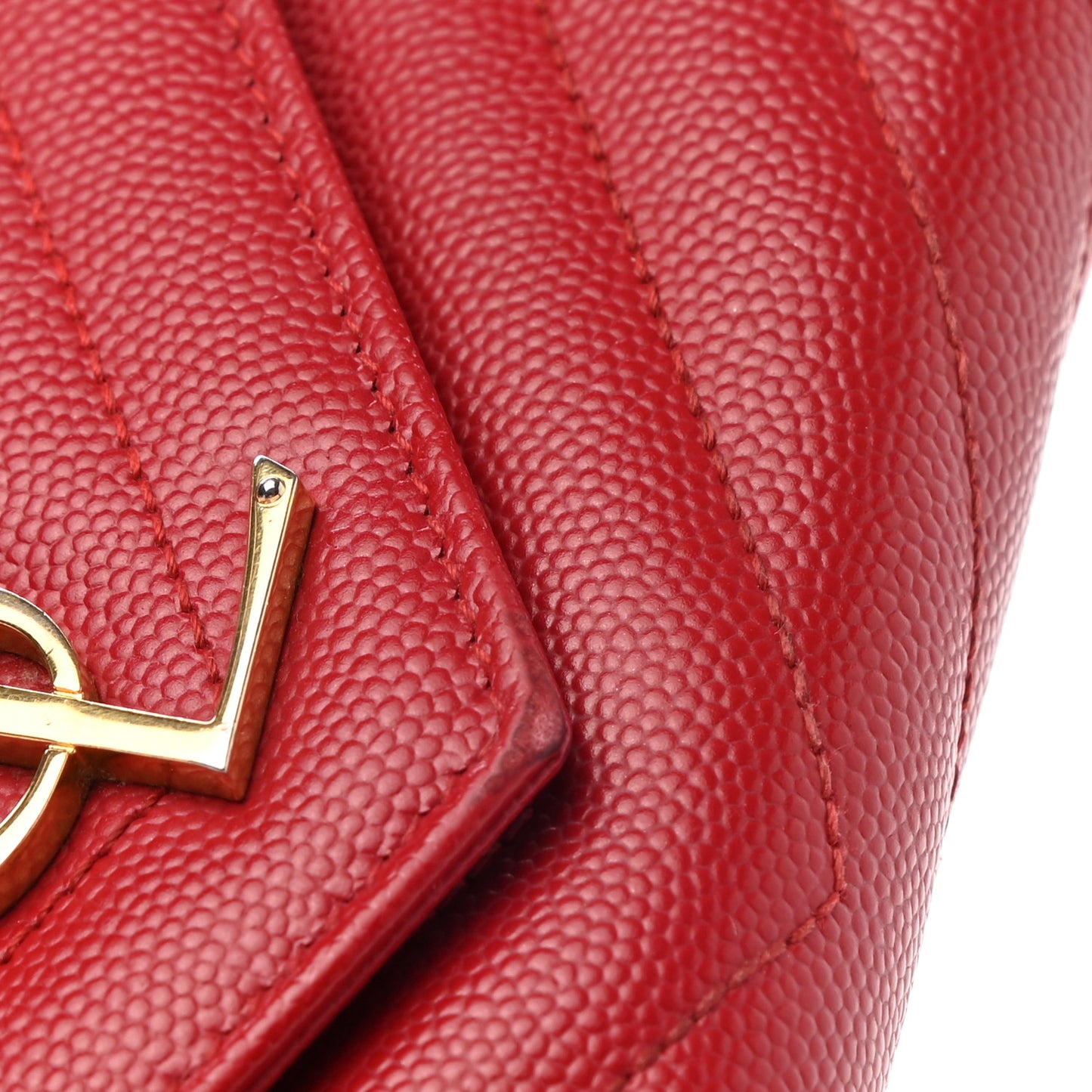 Grain De Poudre Matelasse Chevron Monogram Flap Wallet Red