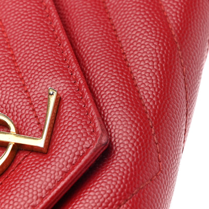 Saint Laurent Grain De Poudre Matelasse Chevron Monogram Flap Wallet Red 10 of 10