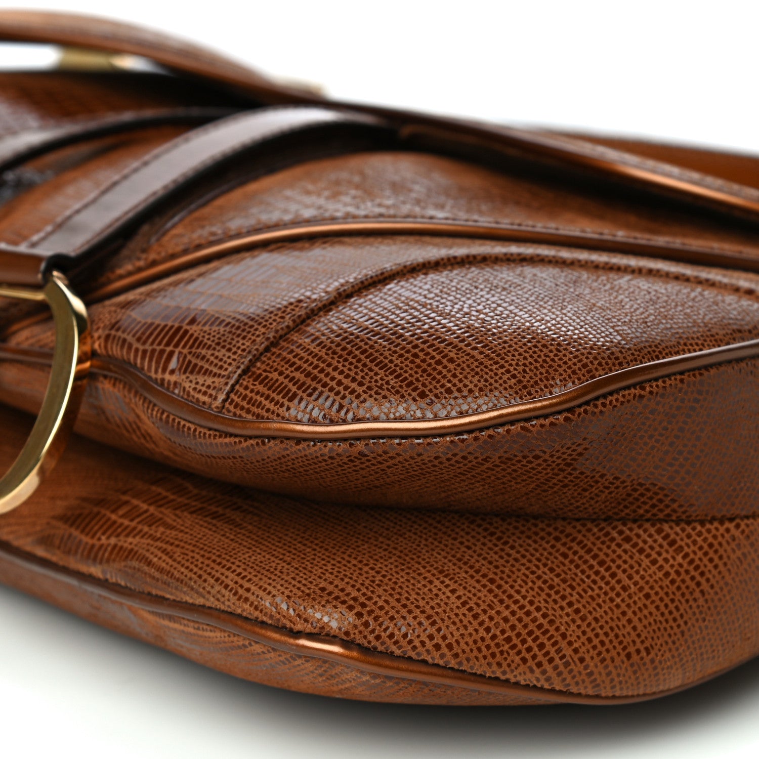 Christian Dior Lizard Double Saddle Bag Brown 12 of 15