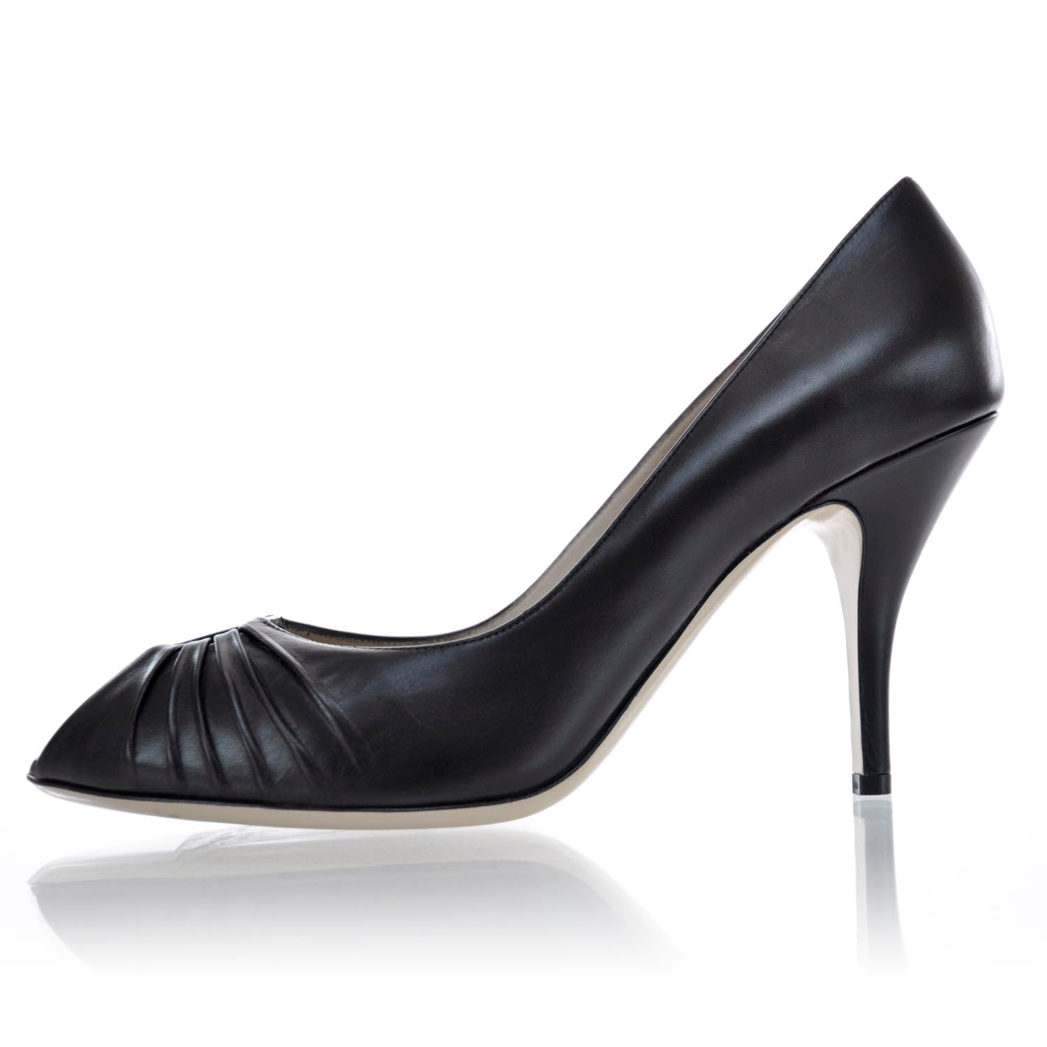 FASHIONPHILE SALVATOREFERRAGAMOLeatherMadreperlaPeepToeHeels10Black 1 of 6