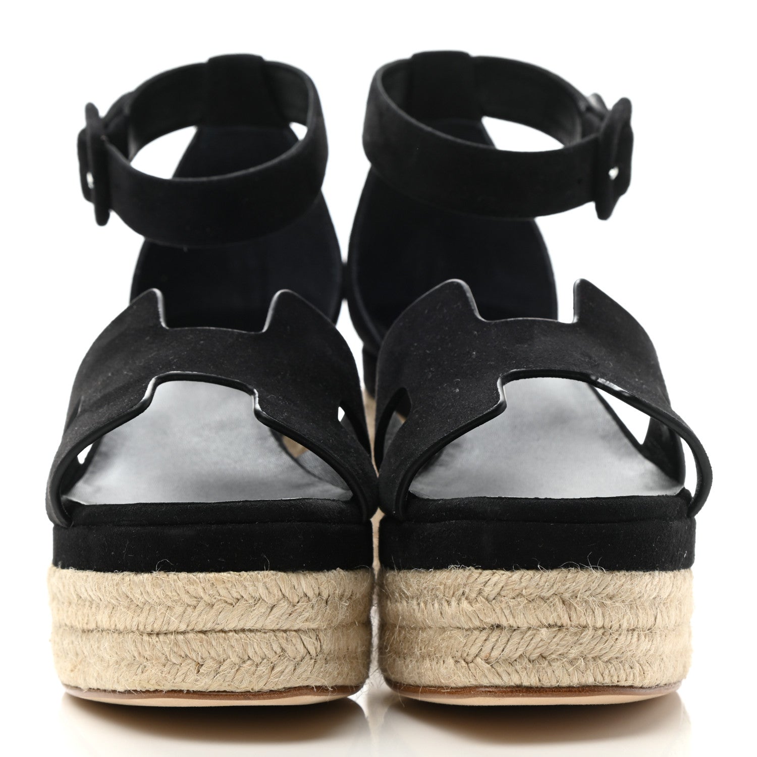 Hermes Suede Elda Espadrille Wedge Sandals 36 Black 2 of 8