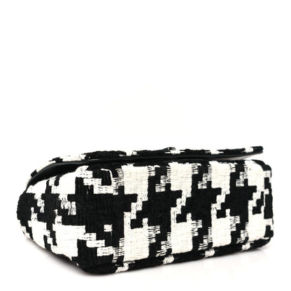 Christian Dior Tweed Macro Houndstooth Small Caro Bag Black White 4 of 10