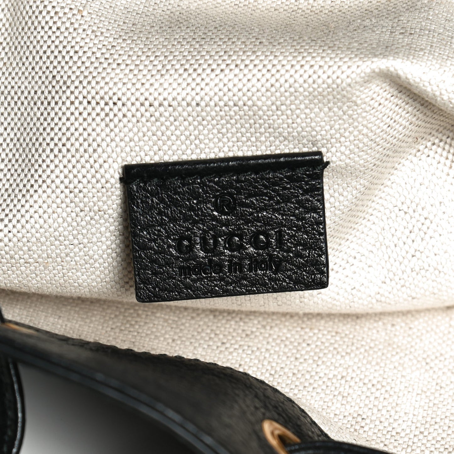 Velvet GG Monogram Textured Calfskin Web Bucket Bag Brown Black