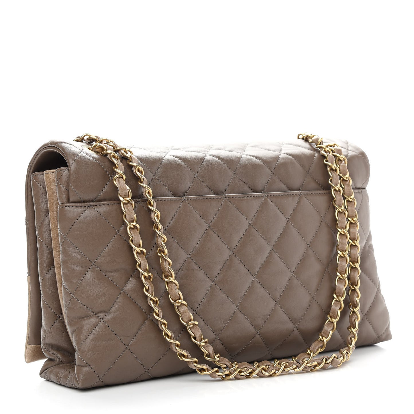Calfskin Quilted Jumbo Soft Elegance Flap Brown