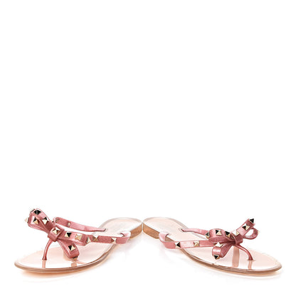 Valentino Garavani PVC Jelly Glitter Rockstud Bow Thong Sandals 39 Pink 9 of 9