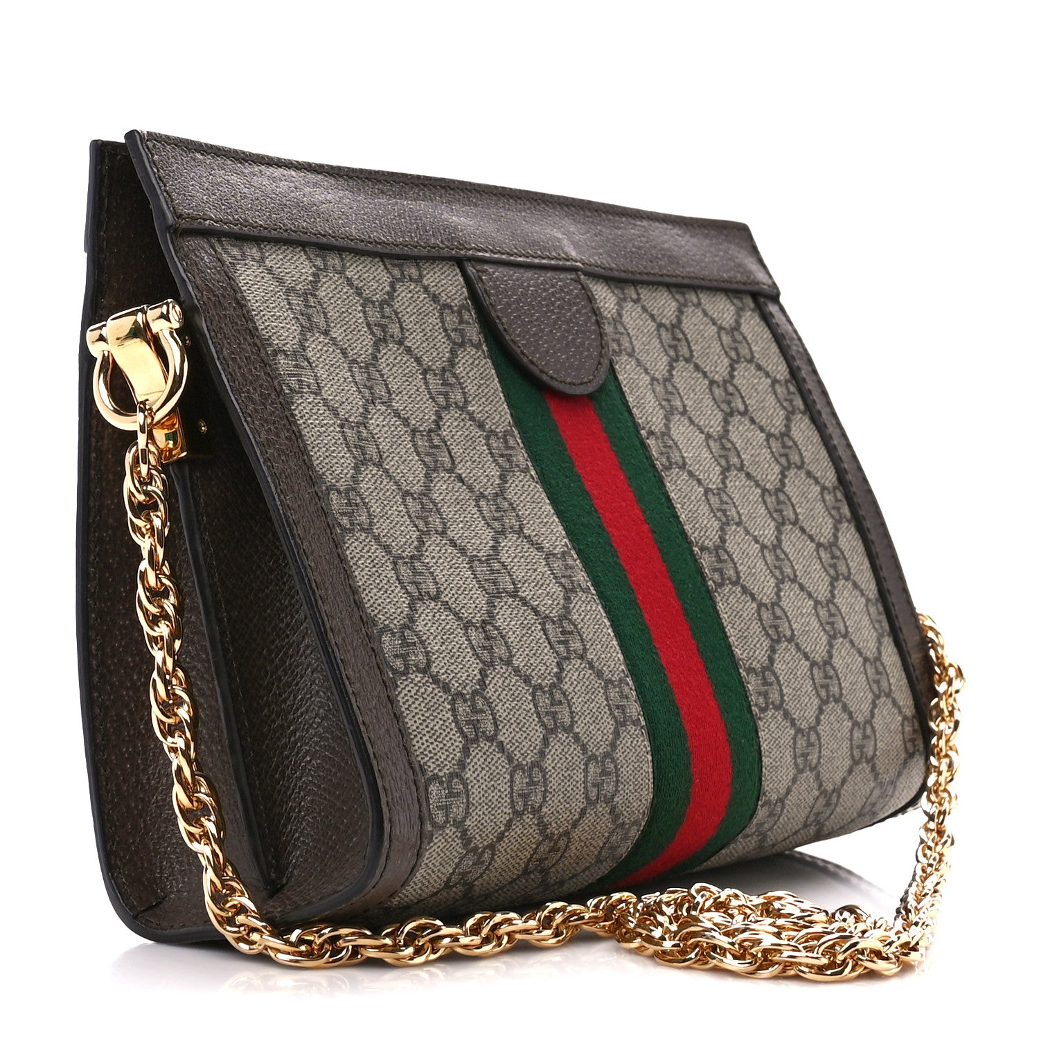Gucci GG Supreme Monogram Web Small Ophidia Chain Shoulder Bag Brown 3 of 11
