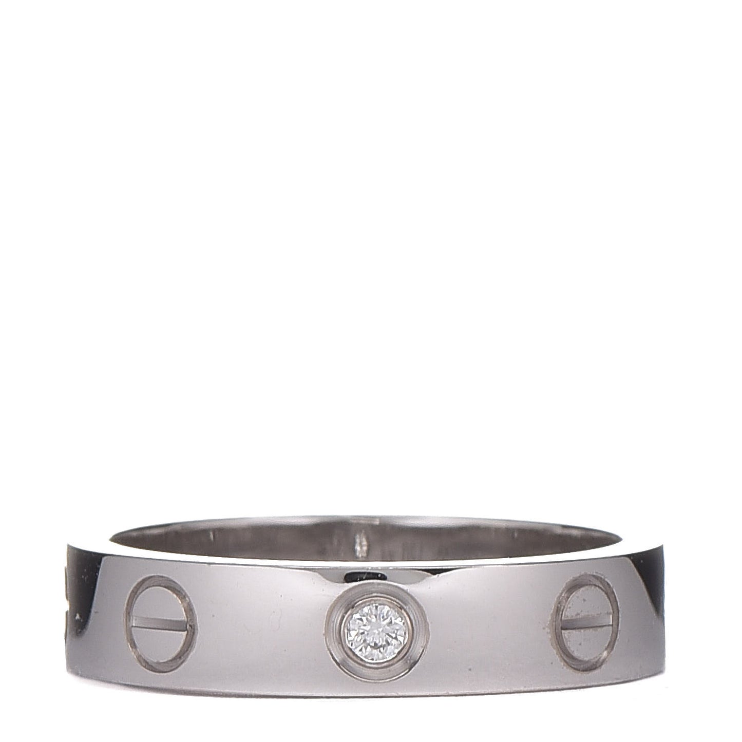 18K White Gold Diamond 4mm LOVE Wedding Band Ring 49 4.75