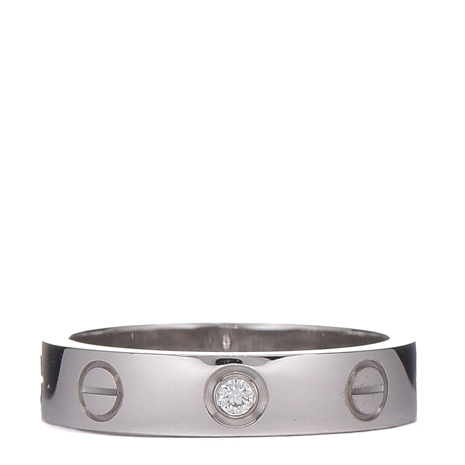 Cartier 18K White Gold Diamond 4mm LOVE Wedding Band Ring 49 4.75 1 of 4