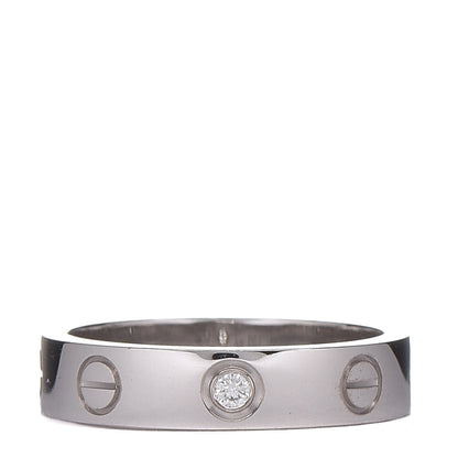 Cartier 18K White Gold Diamond 4mm LOVE Wedding Band Ring 49 4.75 1 of 4