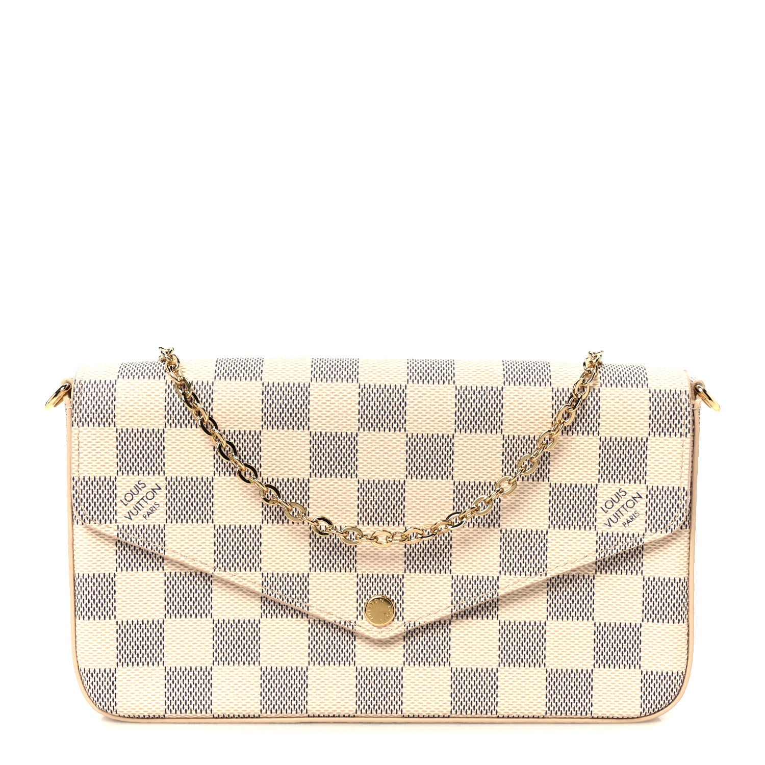 Louis Vuitton Damier Azur Pochette Felicie Chain Wallet Rose Ballerine 1 of 14