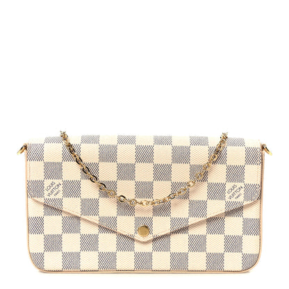 Louis Vuitton Damier Azur Pochette Felicie Chain Wallet Rose Ballerine 1 of 14